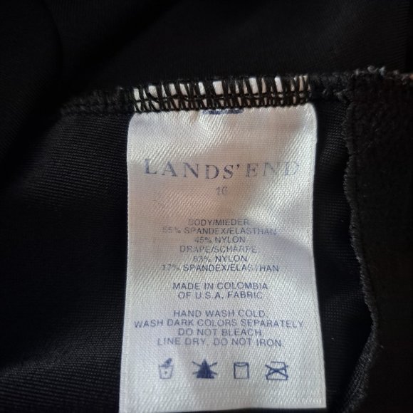 Land's End Women's Faux Wrap Shirred Ruched Front Black One PC Swimsuit Sz 16 - Picture 6 of 9